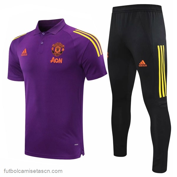 Polo Manchester United Conjunto Completo 2021/22 Purpura Negro